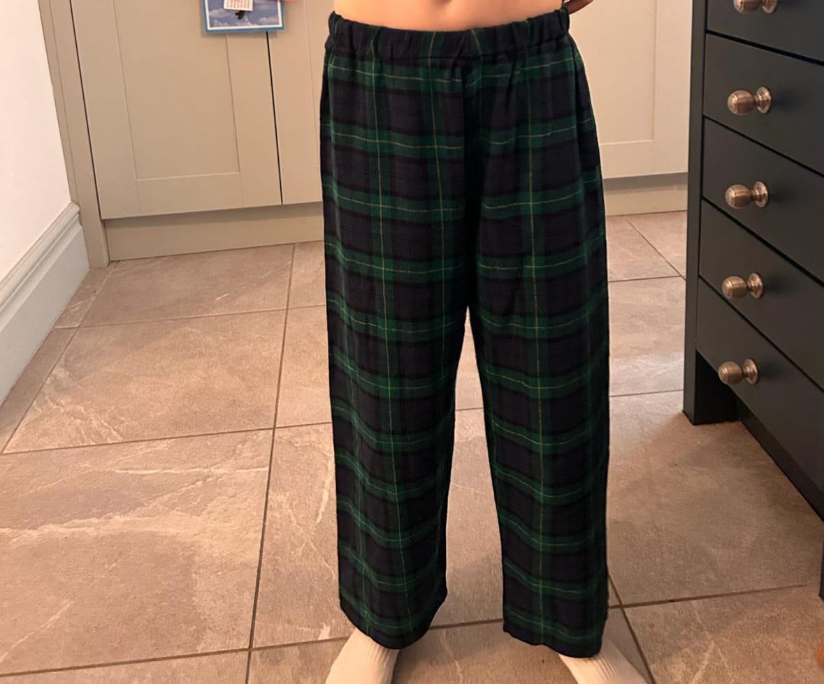 Customer photo review of Navy and Green Tartan Brushed Cotton Fabric