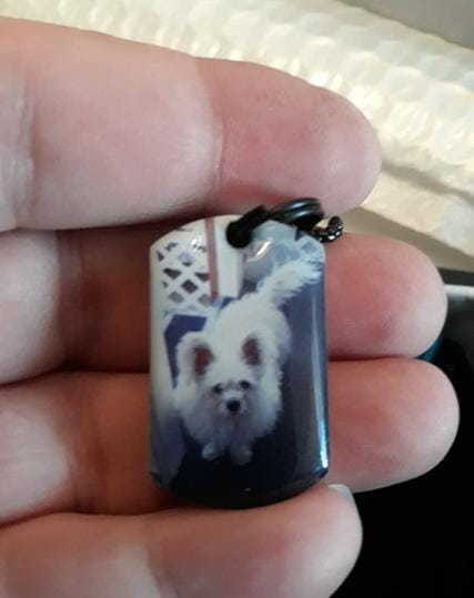 Customer photo review of Personalized Photo Urn Necklace for Pet