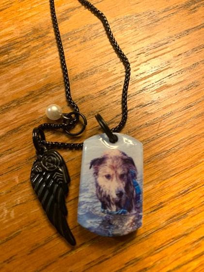 Customer photo review of Personalized Photo Urn Necklace for Pet