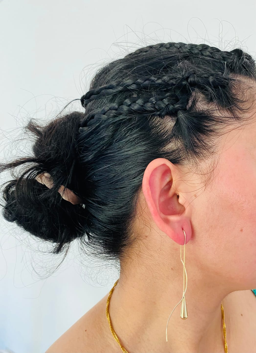 Customer photo review of Golden Teardrop Tassel Earrings
