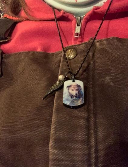Customer photo review of Personalized Photo Urn Necklace for Pet