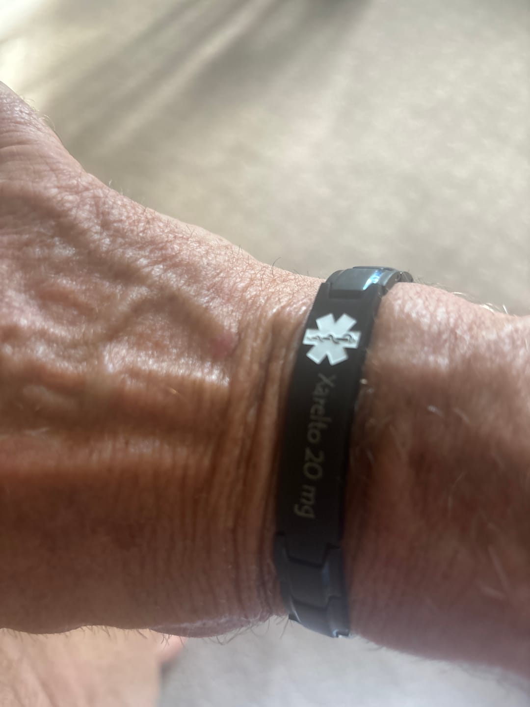 Customer photo review of Blue Custom Medical Alert ID Emergency Bracelet