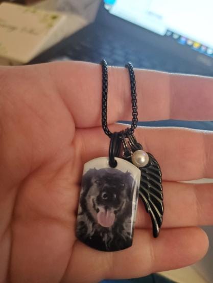 Customer photo review of Personalized Photo Urn Necklace for Pet