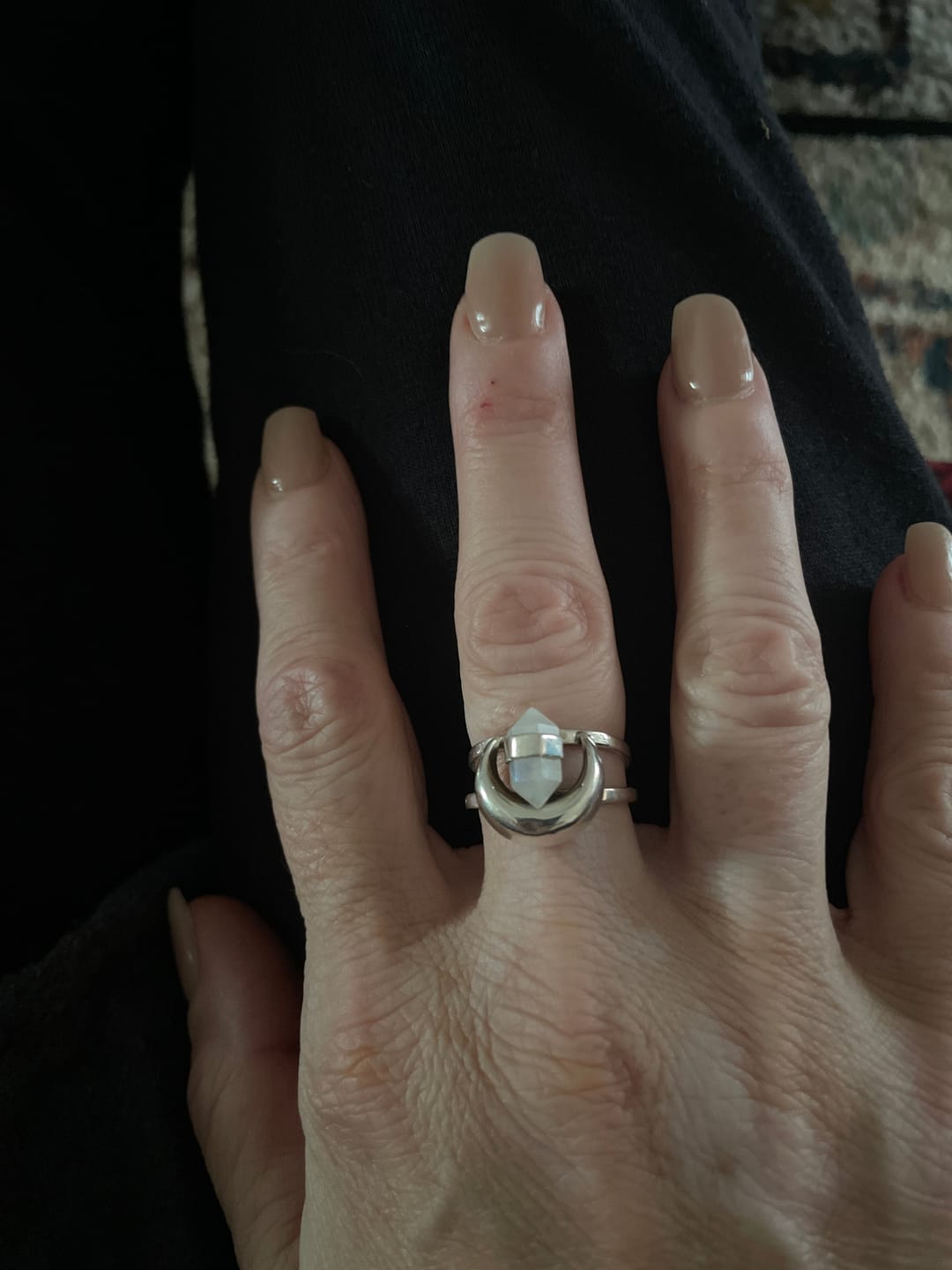 Customer photo review of Healing Crystal Point Moonstone Moon Ring Sterling Silver