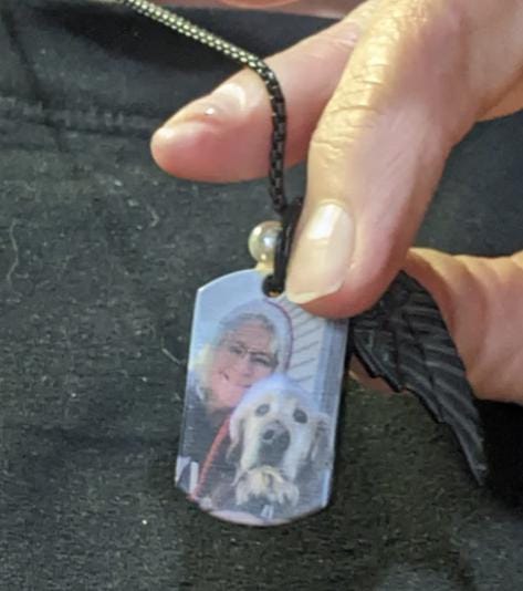Customer photo review of Personalized Photo Urn Necklace for Pet