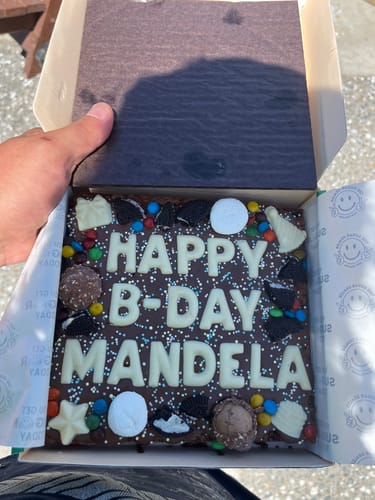 Customer photo review of Custom message birthday brownie