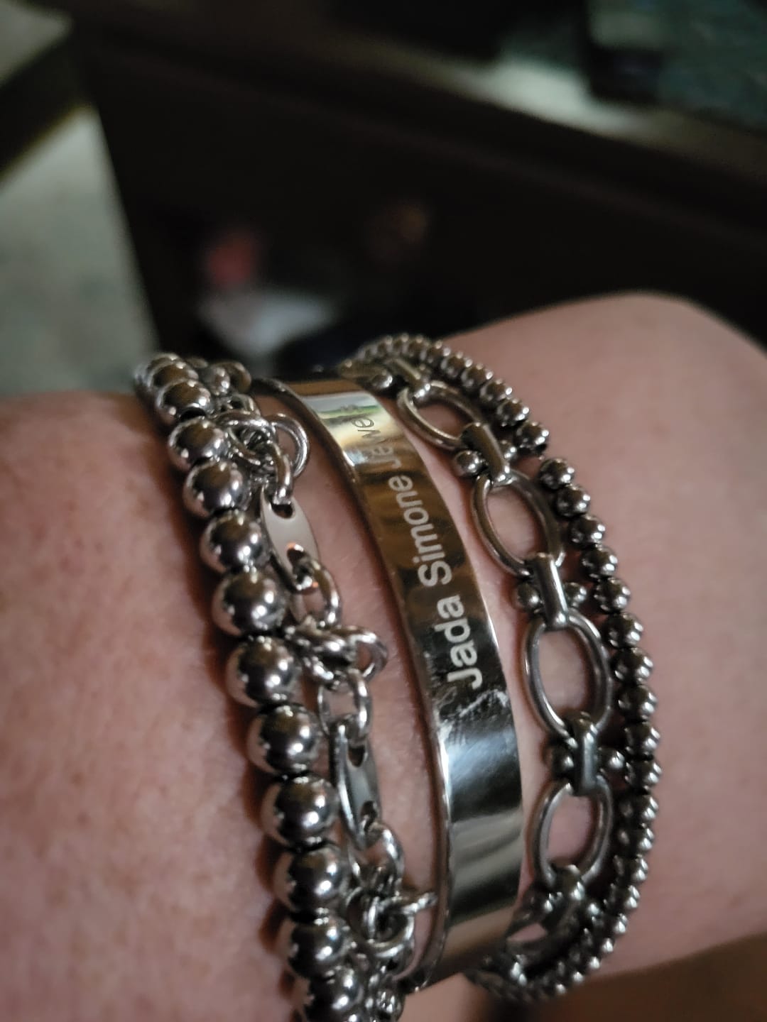 Customer photo review of Chrisette Stainless Steel Bracelet Stack