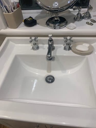 Customer photo review of Hudson Reed White Topaz With Crosshead 3 Tap Hole Basin Mixer - Chrome / White - BC307DX