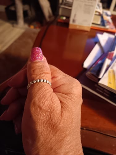 Customer photo review of Handmade Sterling Silver 3mm Stacker Band Ring