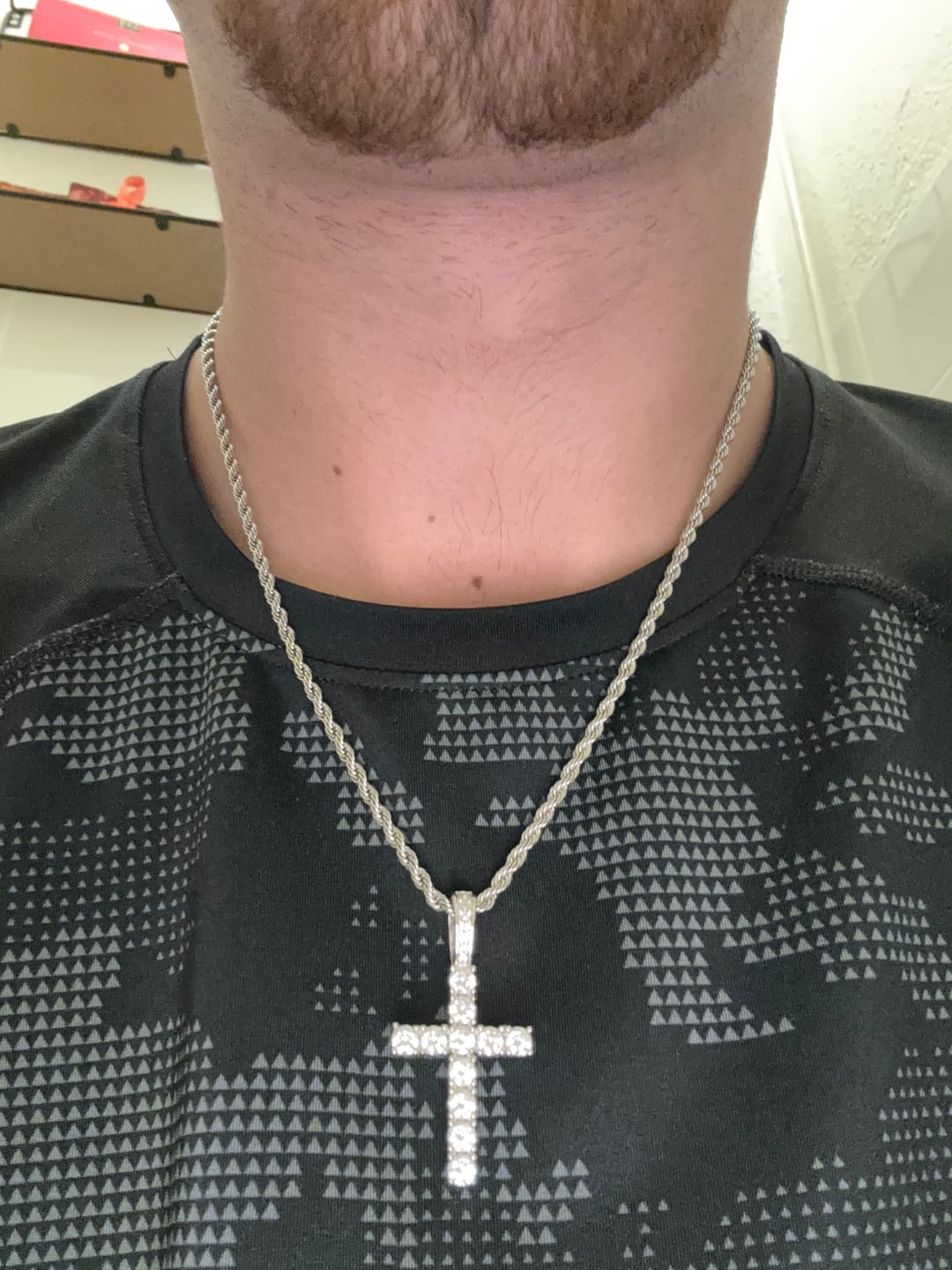 Customer photo review of CROSS PIECE PENDANT. - WHITE GOLD