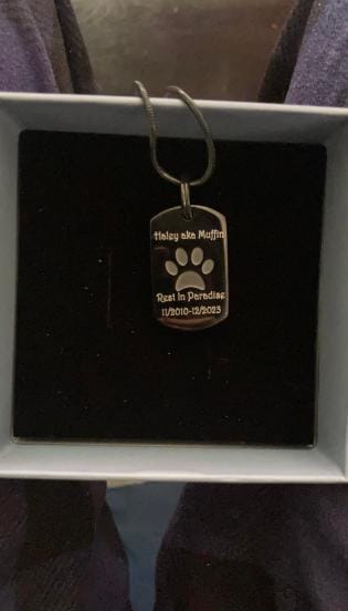 Customer photo review of Personalized Photo Urn Necklace for Pet