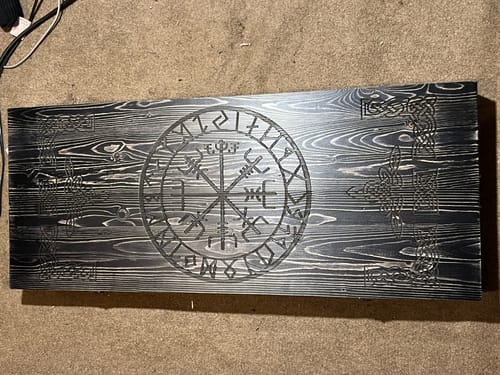 Customer photo review of Hand-forged "Ragnarok Kratos axe" with carved handle and Luminescent runes