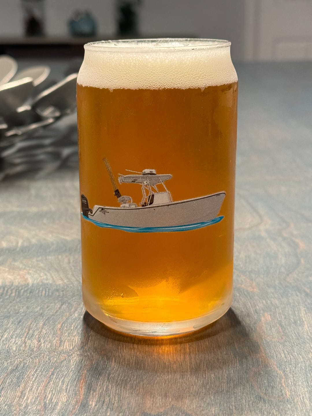 Customer photo review of Custom Can Glass With Bamboo Lid and Reusable Straw