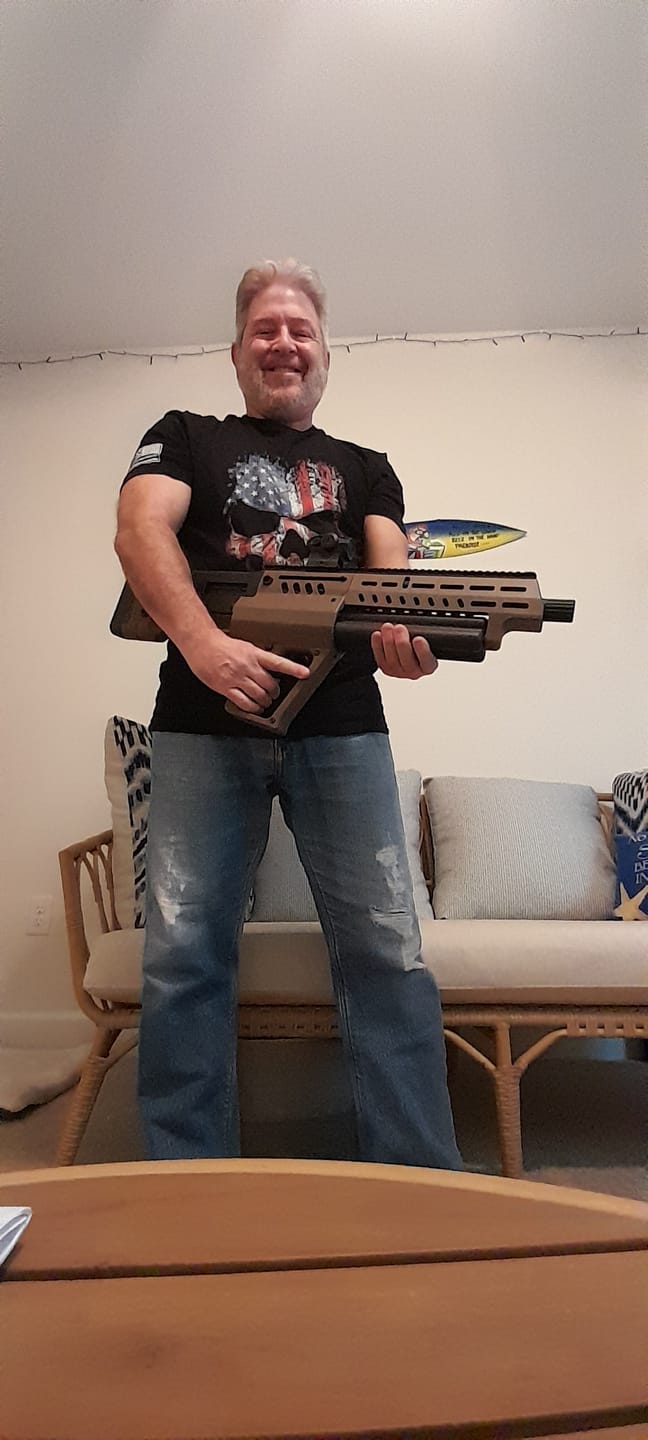 Customer photo review of USA Flag Skull T-Shirt