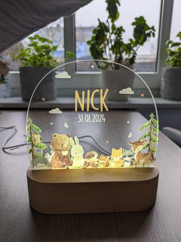 Customer photo review of Personalisierte Nachtlampe für Kinder - Waldtiere - Name und Geburtsdatum