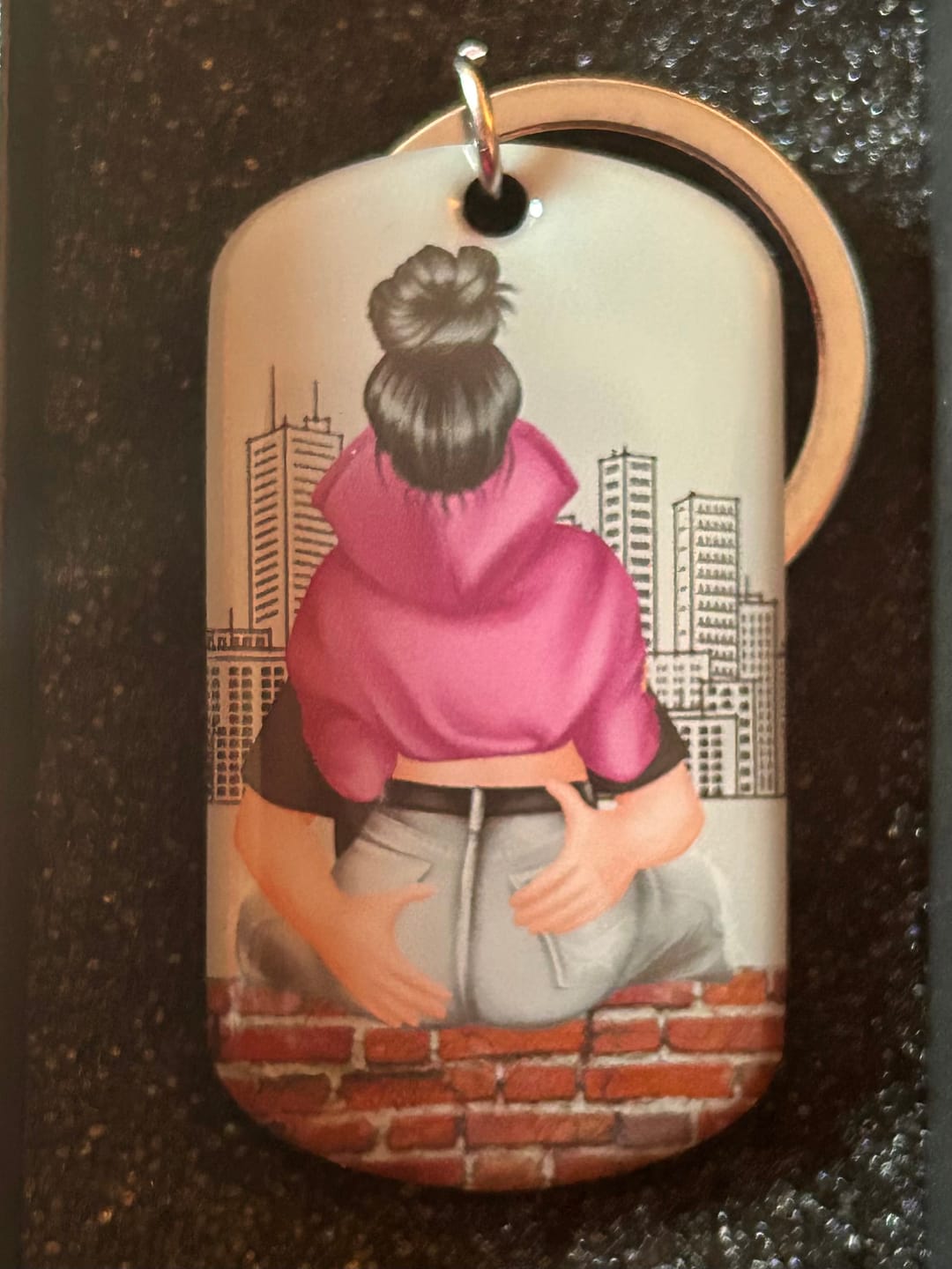 Customer photo review of Drive Safe - Personalized Engraved Stainless Steel Keychain