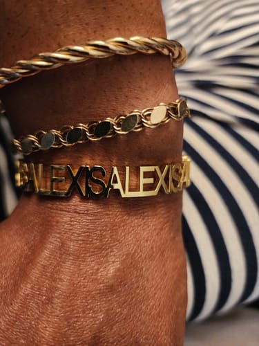 Customer photo review of Personalized Name Bangle