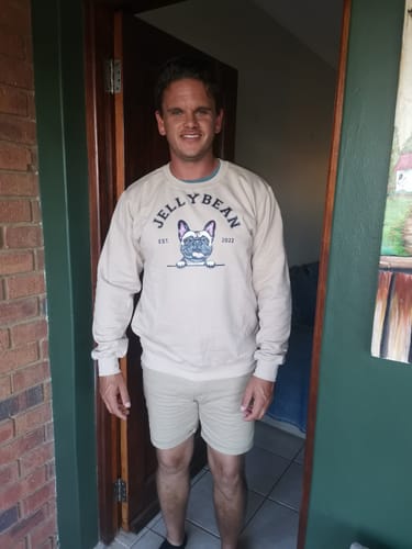Customer photo review of COLLEGE CREWNECK (Unisex)