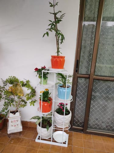 Customer photo review of UnitedCrafts 6 Tier 7 Potted Metal Plant Stand Multiple Shelves