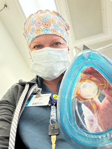 Customer photo review of Scrub Hat - Colorful Smiley Faces