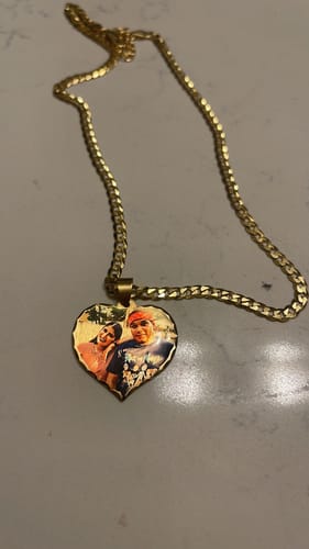Customer photo review of Diamond Cut Heart Shape Photo Necklace