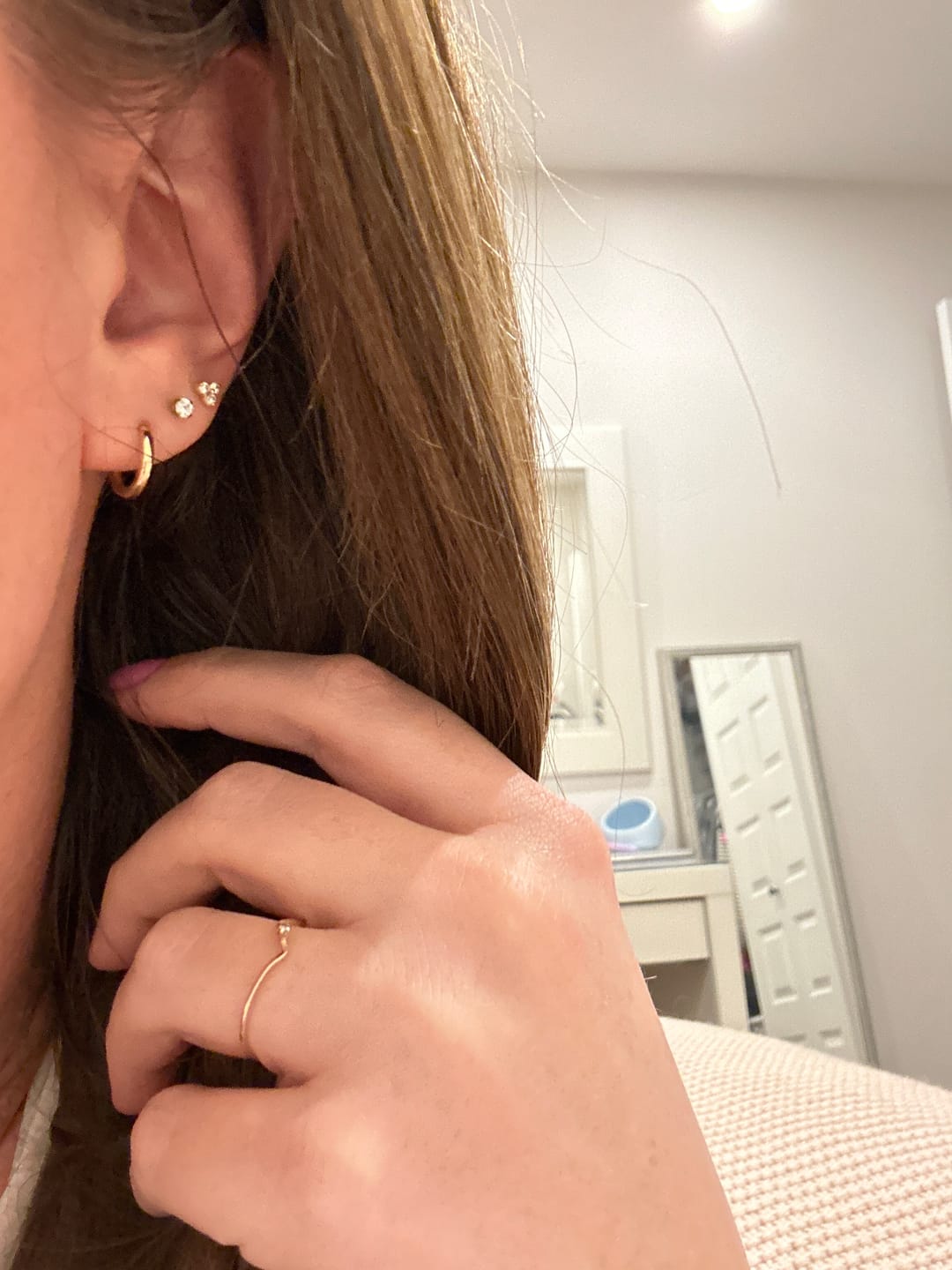 Customer photo review of Mini Everyday Hoops - 14 Karat Gold