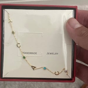 Customer photo review of Letter and Birthstones Bracelet