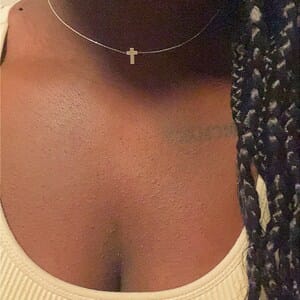 Customer photo review of 14K Solid Gold Cross Necklace