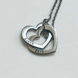 Customer photo review of Custom Interlocking Hearts Necklace