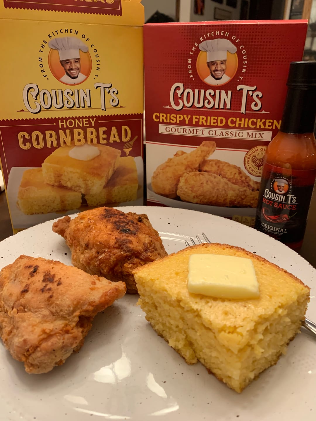 Customer photo review of Cousin T's Gourmet Honey Cornbread Mix