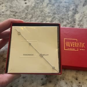 Customer photo review of Sideways Birthstone and Letter Necklace