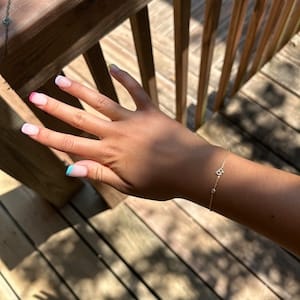 Customer photo review of Letter and Birthstones Bracelet