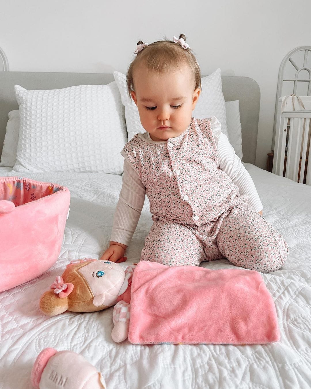 Customer photo review of Personalized Blue Eyes Mini Plush Baby Girl Doll & Gift Set