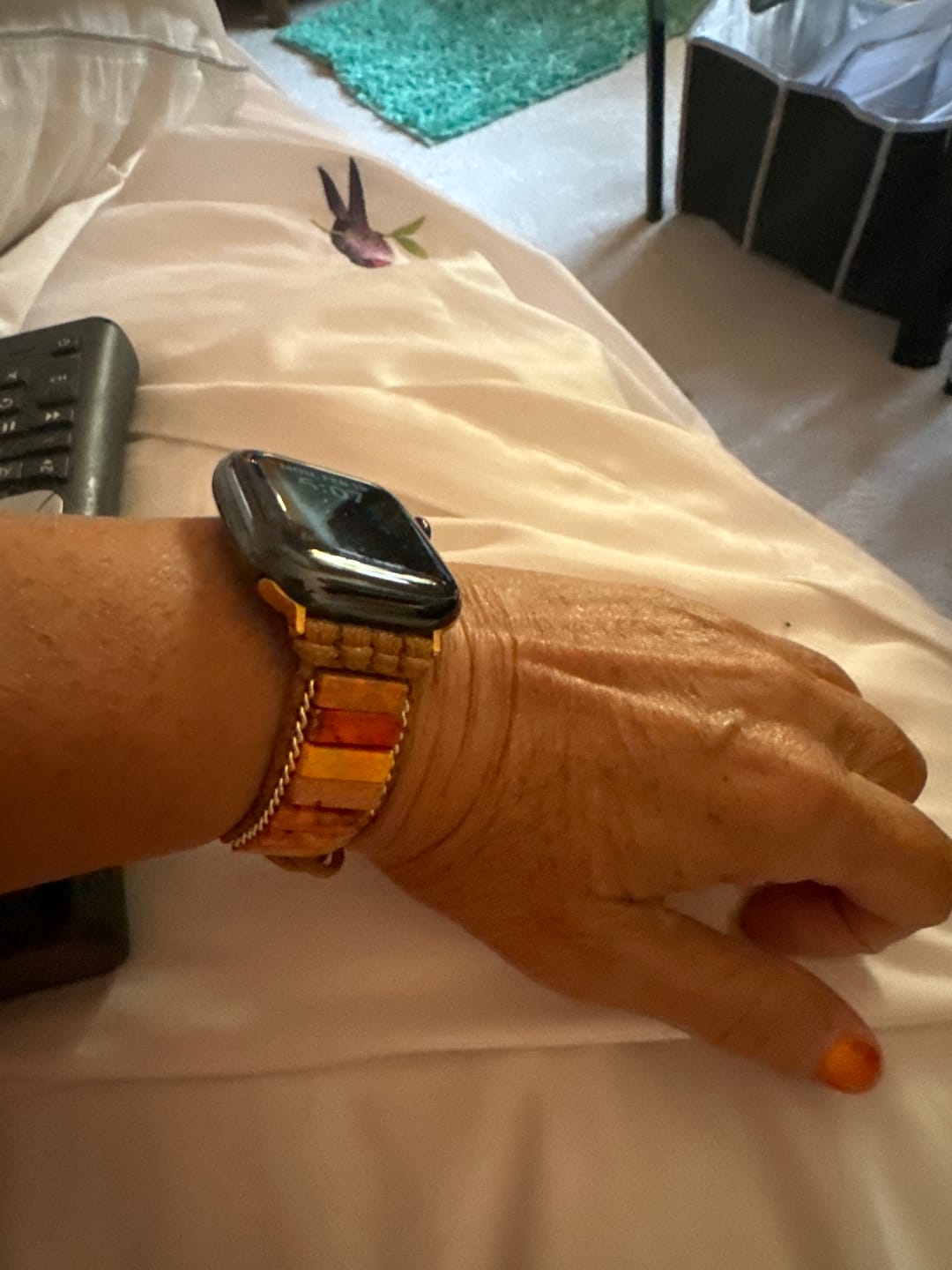 Customer photo review of Majestic Tibetan Jasper Stretch Apple Watch Strap
