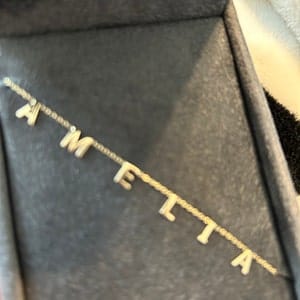 Customer photo review of 14K Solid Gold Letter Necklace