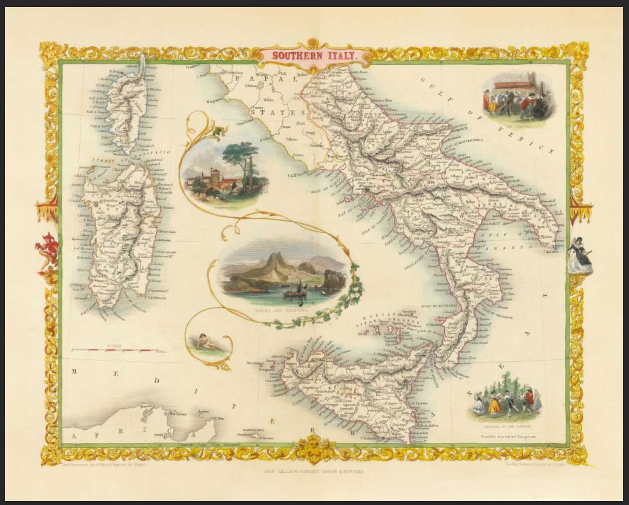 Customer photo review of Old Map of Southern Italy in 1851 by Tallis & Rapkin - Sicily, Sardinia, Corsica, Naples, Palermo