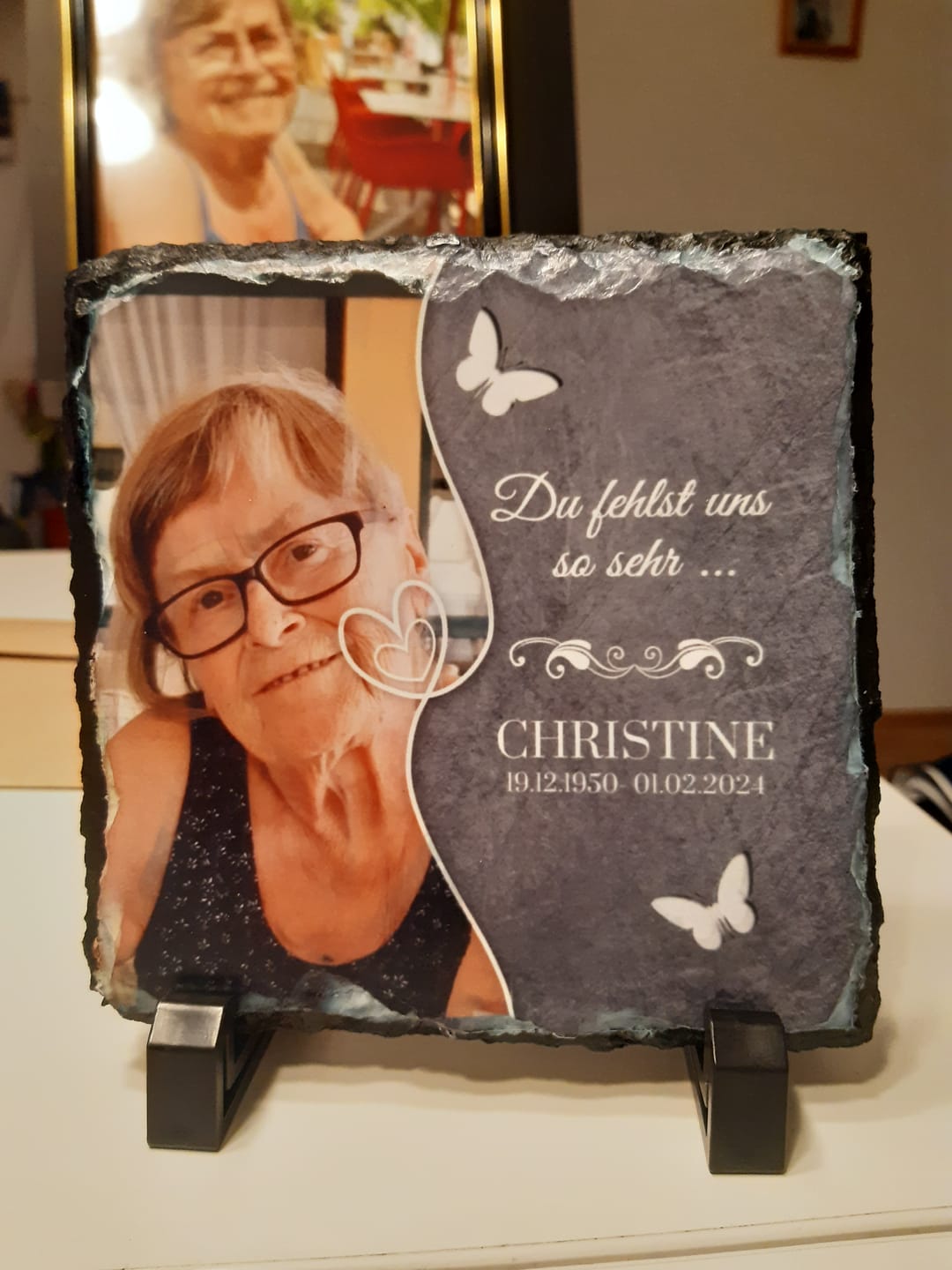 Customer photo review of Du fehlst uns so sehr ... - Individuelle Schieferplatte