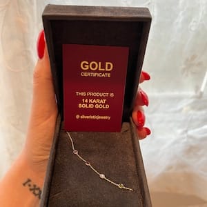 Customer photo review of 14K Solid Gold Birthstone Bracelet