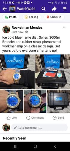 Customer photo review of Oceaneva™ Men's Deep Marine Explorer III 3000M Pro Diver Watch Blue Mother of Pearl Dial Yellow Gold