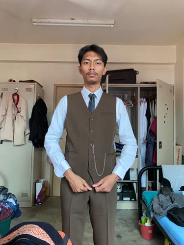 Customer photo review of Trousers With Belt Loop - Coffee Plain (Stretchable)