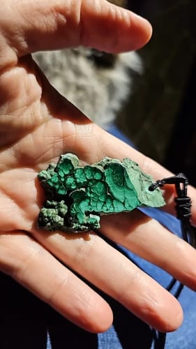 Customer photo review of Natural Green Malachite Crystal Quartz Raw Stone Pendant Irregular Gem Necklace