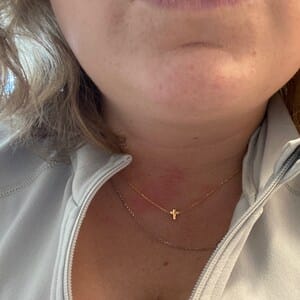 Customer photo review of Sideways Cross Necklace