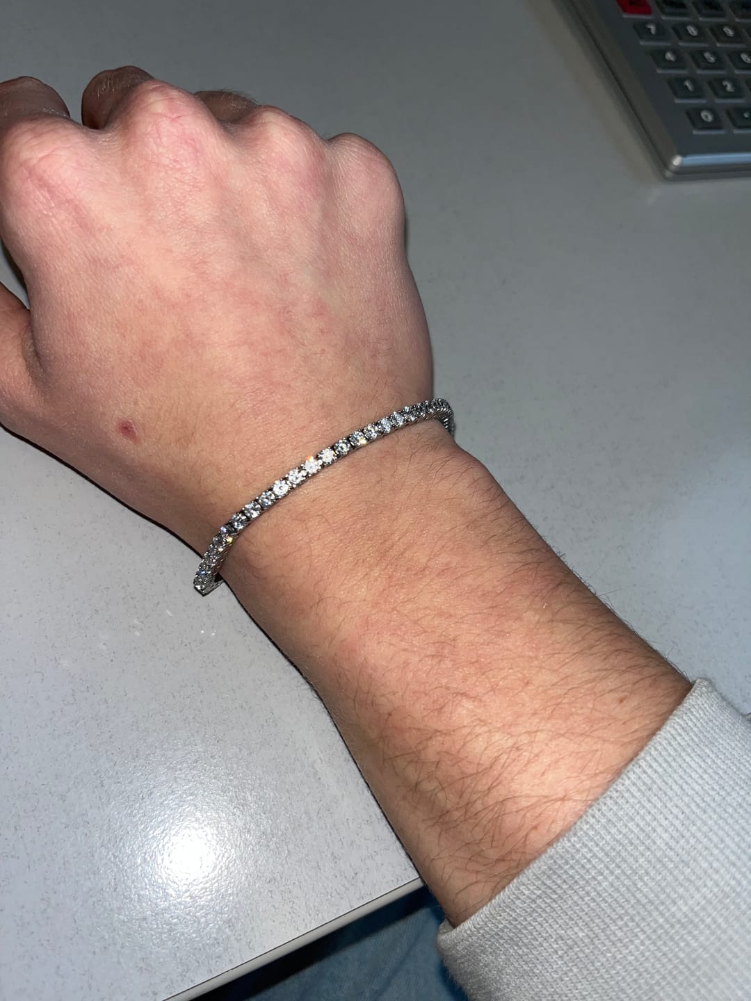 Customer photo review of TENNISBOY BRACELET. - 3MM WHITE GOLD