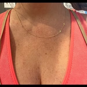 Customer photo review of Sideways Birthstone and Letter Necklace