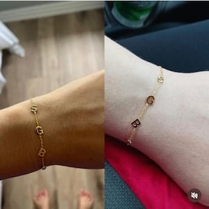 Customer photo review of Letter and Birthstones Bracelet