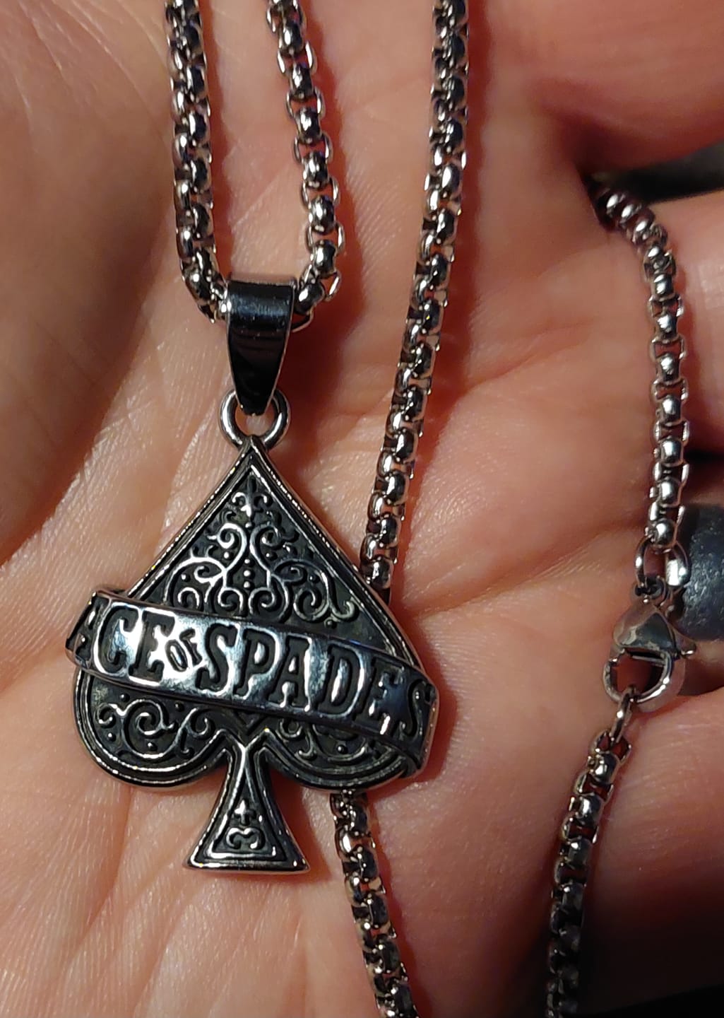 Customer photo review of ACE OF SPADES. - NECKLACE