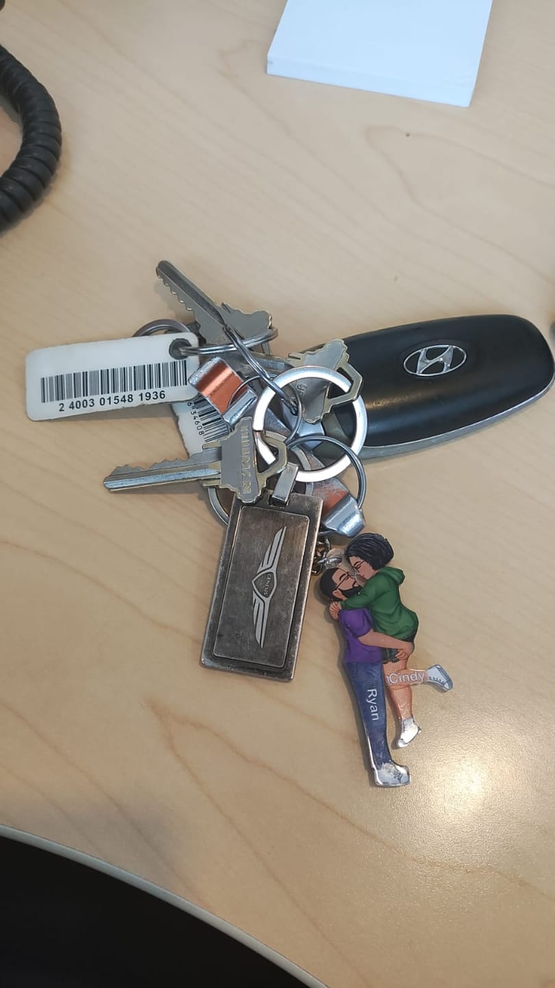 Customer photo review of Couple Kissing - Anniversary Gift For Couples - Personalized Acrylic Keychain
