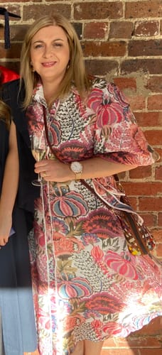 Customer photo review of Leah Floral Shirt dress in Multi Print