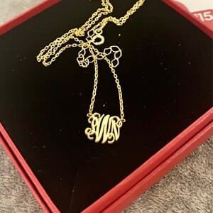 Customer photo review of Monogram Letters Necklace