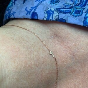 Customer photo review of Sideways Cross Necklace